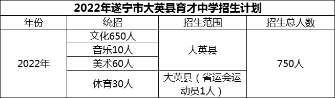 2024年遂寧市大英縣育才中學招生計劃是多少？