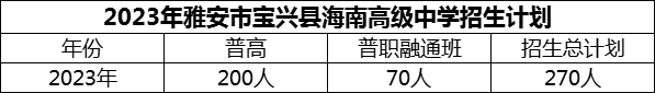 2024年雅安市寶興縣海南高級(jí)中學(xué)招生計(jì)劃是多少？