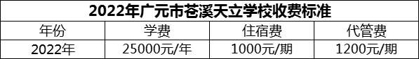 2024年廣元市蒼溪天立學校學費多少錢？