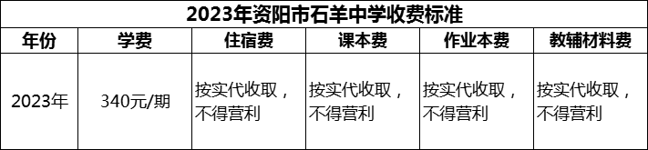 2024年資陽市石羊中學(xué)學(xué)費(fèi)多少錢？