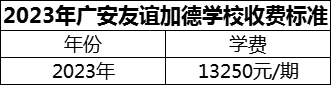 2024年廣安市廣安友誼加德學(xué)校學(xué)費多少錢？