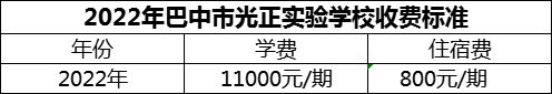 2024年巴中市光正實驗學校學費多少錢？