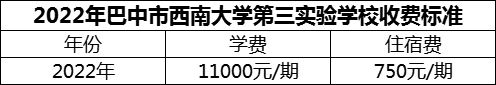 2024年巴中市西南大學(xué)第三實(shí)驗(yàn)學(xué)校學(xué)費(fèi)多少錢？