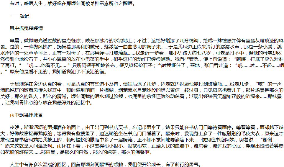 2020年中考滿分作文說明文參考范文：那時，我淚流滿面