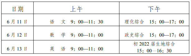 2022年內(nèi)江中考時(shí)間安排是怎么樣的？